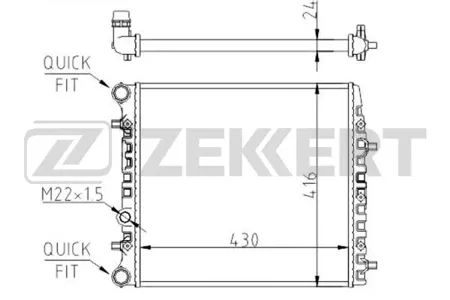 ZEKKERT MK1139 Радиатор двигателя Seat Cordoba III 02-, Ibiza III, IV 02-, Skoda Fabia (5J, 6Y) 99-, VW Polo IV 01-