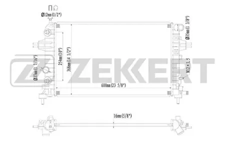 ZEKKERT MK1221 Радиатор двигателя Opel Astra H 04-, Zafira B 05-