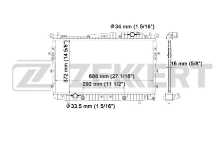 ZEKKERT MK1238 Радиатор двигателя Chevrolet Epica (KL1) 05-