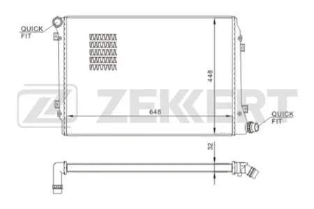 ZEKKERT MK1243 Радиатор двигателя VW Passat B6 05-, Golf V 04-, Audi A3 II 04-, Skoda Octavia (1Z) 04-, Seat Leon II 05-