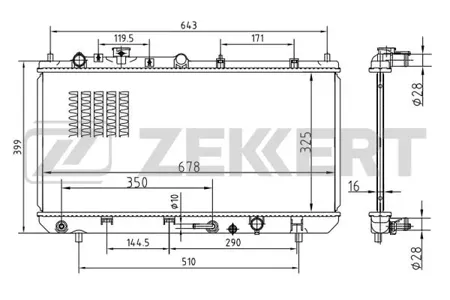 ZEKKERT MK1393 Радиатор двигателя Mazda 323 VI 98-