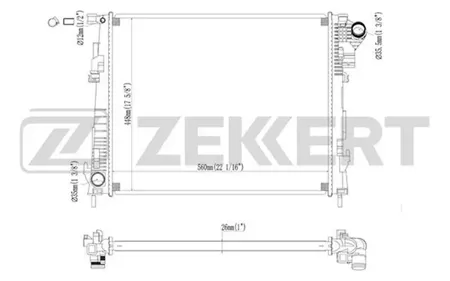 ZEKKERT MK1478 Радиатор охлаждения двигателя Nissan Primastar (X83) 06-, Opel Vivaro A 06-, Renault Trafic II 06-