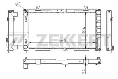 ZEKKERT MK1501 Радиатор двигателя Lada Priora (2170, 2171, 2172) 08- (тип Panasonic)