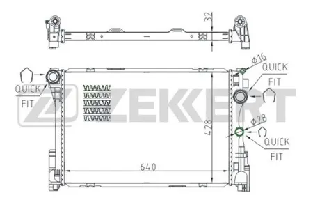 ZEKKERT MK1513 Радиатор двигателя Mercedes C-Class (204) 07-, CLS (218) 11-, E-Class (207, 212) 09-, SLK (R172) 11-