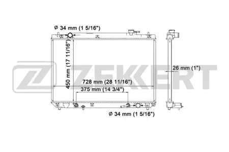 ZEKKERT MK1549 Радиатор двигателя Toyota Highlander (U20) 00-