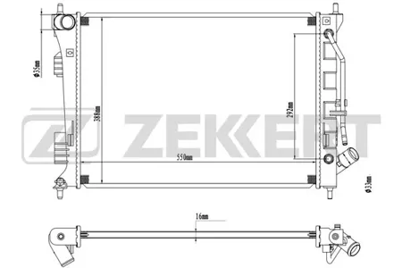 ZEKKERT MK1569 Радиатор двигателя Hyundai Elantra V 11-, i30 II 12-, Kia Ceed II 15-, Pro Ceed 15-, Cerato III 13-, Soul 11-