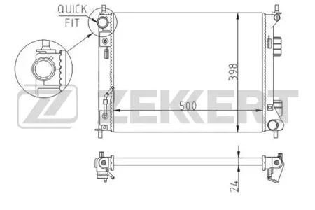 ZEKKERT MK1593 Радиатор двигателя Hyundai ix20 10-, Kia Venga 10-