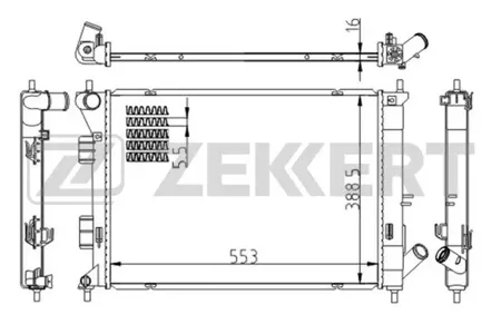 ZEKKERT MK1609 Радиатор двигателя Hyundai i30 11-, Elantra V 10-, Kia Ceed 12-, Cerato III 13-, Pro Ceed 13-, Soul 11-