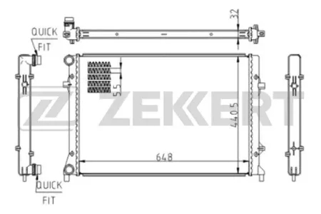 ZEKKERT MK1610 Радиатор двигателя Audi A3 II 03-, TT II 06-, Skoda Superb (3T) 08-, VW Jetta III, IV 06-, Passat VI, VII 05-