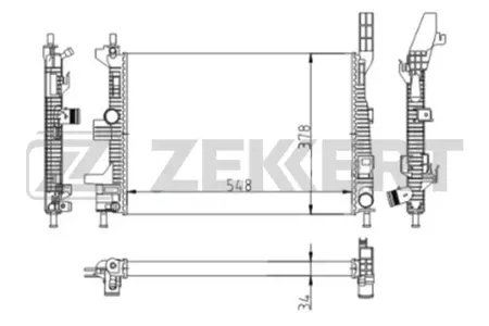 ZEKKERT MK1618 Радиатор двигателя Ford C-Max II 15-, Focus III 10-, Transit Connect 13-, Tourneo Connect 13-