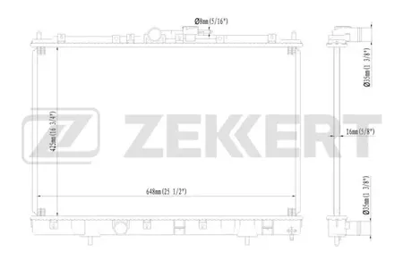 ZEKKERT MK1619 Радиатор охлаждения двигателя Mitsubishi Pajero Pinin 99- (для МКПП)
