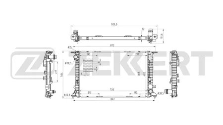 ZEKKERT MK1684 Радиатор двигателя Audi A6 IV 10-, A4 IV 07-, Q5 12-, A5 07-, A7 10-, A4 Allroad IV 09-, A6 Allroad III 12-