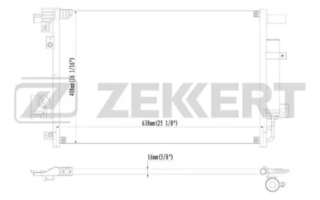 ZEKKERT MK3034 Радиатор кондиционера Citroen C4 Aircross 12-, C-Crosser 07-, Mitsubishi ASX 10-, Lancer VIII 08-, Peugeot 4008 12-