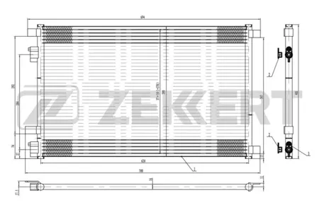 ZEKKERT MK3045 Радиатор кондиционера Renault Grand Scenic II 04-, Megane II 02-, Scenic II 03-