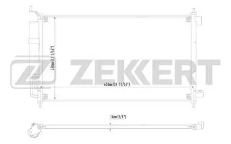 ZEKKERT MK3056 Радиатор кондиционера Nissan Juke (F15) 10-, Micra (K12) 03-, Note (E11) 05-, Tiida (C11) 07-