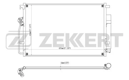ZEKKERT MK3091 Радиатор кондиционера Mercedes Sprinter (906, 907) 06-, VW Crafter 30-35 06-, Crafter 30-50 06-