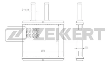 ZEKKERT MK5012 Радиатор отопителя Chevrolet Aveo (T200, T250, T255) 03-, Daewoo Aveo (KLAS) 02-