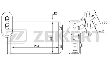ZEKKERT MK5014 Радиатор отопителя Audi A3 96-, Seat Arosa 97-, Skoda Octavia (1U2) 96-, VW Golf II-IV 83-, Passat III, IV 88-