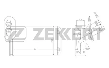 ZEKKERT MK5035 Радиатор отопителя Audi A3 II 03-, TT II 98-, Seat Leon 98- Skoda Octavia (1U) 96-, VW Golf IV 97-, Polo III 95-