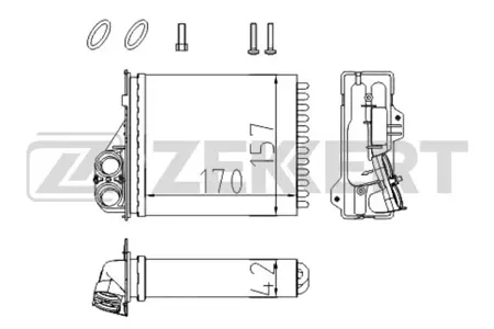 ZEKKERT MK5040 Радиатор отопителя Renault Logan 04-, Sandero 09-