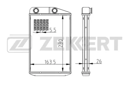 ZEKKERT MK5049 Радиатор отопителя Citroen Jumper (250) 06-, Fiat Ducato (250, 290) 06-, Peugeot Boxer (250) 06-