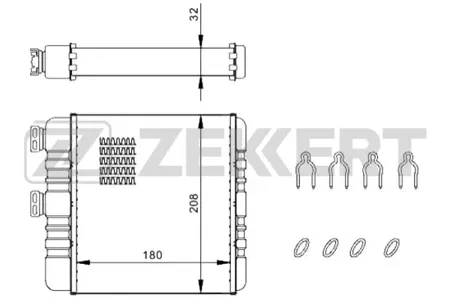 ZEKKERT MK5087 Радиатор отопителя Opel Astra G 98-, Zafira A, B 99-