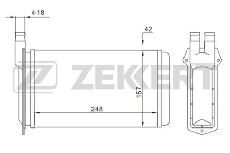 ZEKKERT MK5108 Радиатор отопителя Lada 2108 86-, 2109 86-, 21099 89-