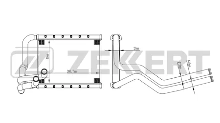 ZEKKERT MK5147 Радиатор отопителя Kia Ceed III 06-, Pro Ceed 08-, Hyundai i30 III 07-