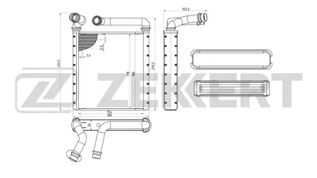ZEKKERT MK5152 Радиатор отопителя VW Golf V, VI 03-, Passat V-VII 05-, Tiguan 07-, Skoda Superb (3T4) 08-, Yeti (5L) 09-