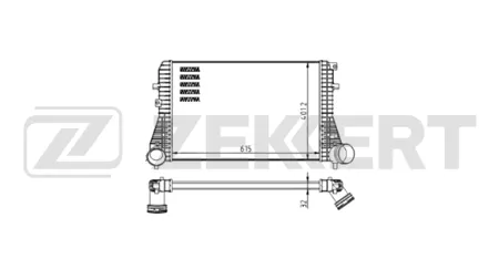 ZEKKERT MK5506 Интеркулер с возд. охл. VW Passat VI 05-, Tiguan 07-, Golf V,VI 03-, Jetta III 05-, Audi A3 II 03-, TT II 06-, Skoda Octavia (1Z3,1Z5) 04-
