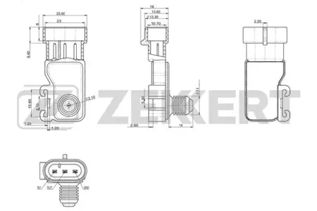ZEKKERT SE1004 Датчик давления воздуха Chevrolet Epica (KL1) 05-, Daewoo Nubira (J100) 97-, Opel Astra G,H 98-, Vectra B,C 95-, Zafira A,B 99-