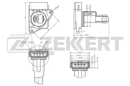 ZEKKERT SE1007 Датчик расхода воздуха Toyota Camry (V30) 01-, Corolla (E110,E120) 99-, LC Prado 120 02-, RAV 4 (A20,A30) 00-