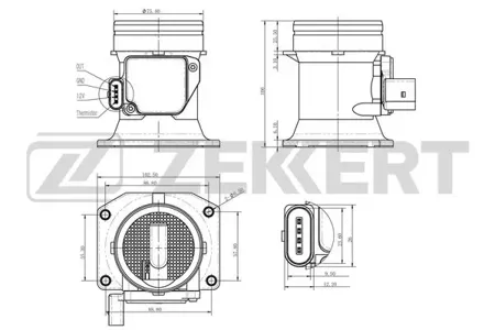 ZEKKERT SE1012 Датчик расхода воздуха Audi A3 96-, Skoda Octavia (1U2,1U5) 98-, VW Golf IV 97-, Passat V 96-, Polo III 95-