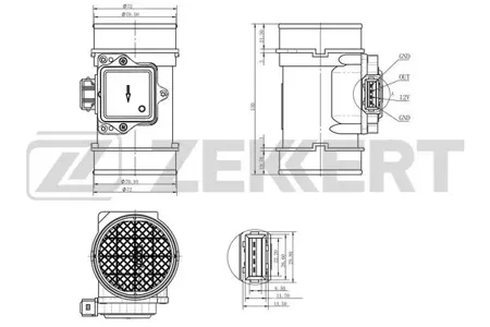 ZEKKERT SE1022 Датчик расхода воздуха Opel Astra F,G 93-, Calibra A 94-, Omega B 94-, Vectra A,B 92-