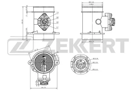 ZEKKERT SE1023 Датчик расхода воздуха MB C-Class (W202) 93-, E-Class (W124) 93-, E-Class (W210) 95-, S-Class (W140) 91-