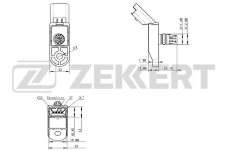 ZEKKERT SE1028 Датчик давления воздуха Citroen C3 I,II 02-, C4 04-, C5 II,III 04-, Peugeot 1007 05-, 206 00-, 207 06-, 306 97-, 308 08-, 407 05-