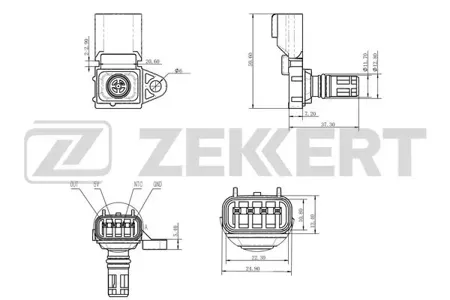 ZEKKERT SE1036 Датчик давления воздуха Ford Fiesta V,VI 01-, Focus II 04-, Fusion 02-, лев,прав Range Rover III 05-, Volvo C30 06-, S40 II 05-, V50 05-