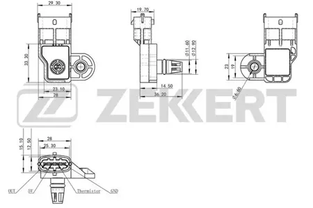 ZEKKERT SE1040 Датчик давления воздуха Dacia Duster 13-, Ford Focus III 10-, Nissan Juke (F15) 14-, Qashqai (J11) 13-, Opel Astra G,H 99-