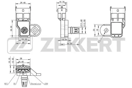 ZEKKERT SE1044 Датчик давления воздуха Mitsubishi Colt VI 04-, Lancer VIII 08-, Smart Forfour (454) 04-