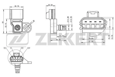 ZEKKERT SE1046 Датчик давления воздуха Citroen Jumper III 06-, Fiat Ducato (250) 06-, Peugeot Boxer III 06-, Ford Transit VII 06-, Tourneo II 06-