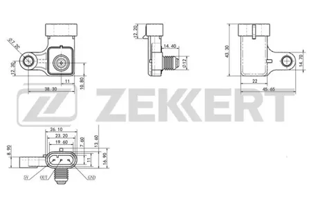 ZEKKERT SE1048 Датчик давления воздуха Chevrolet Lacetti (J200) 05-, Nubira 05-, Rezzo (U100) 05-, Daewoo Rezzo (U100) 00-