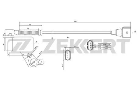 ZEKKERT SE4003 Датчик положения коленвала VW Touareg 02-, Audi A6 II 99-, A8 I, II 94-