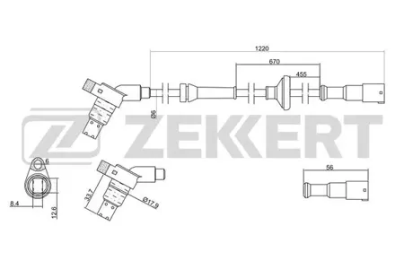 ZEKKERT SE6005 Датчик abs задн. VW Passat III, IV 88-, Golf I, II 82-, Jetta II 84-, Seat Toledo 91-