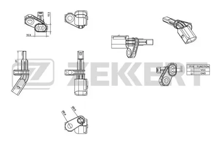 ZEKKERT SE6008 Датчик abs передн. прав. VW Passat VI, VII 05-, Tiguan 07-, Audi A3 II 03-, Q3 11-, Skoda Octavia (1Z, 5E) 04-