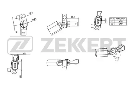 ZEKKERT SE6013 Датчик abs задн. лев. VW Polo IV, V 01-, Skoda Rapid (NH) 12-, Fabia (6Y, 5, NJ) 99-