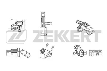 ZEKKERT SE6015 Датчик ABS задн. лев. Skoda Octavia (5E) 12-, Kodiaq (N7) 16-, VW Passat VII, VIII 10-, Tiguan 07-, Touareg 02-, Audi Q7 06-