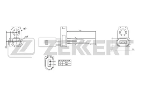ZEKKERT SE6025 Датчик ABS задн. Audi A3 III 12-, Skoda Octavia (5E) 12-, VW Golf VI, VII 10-