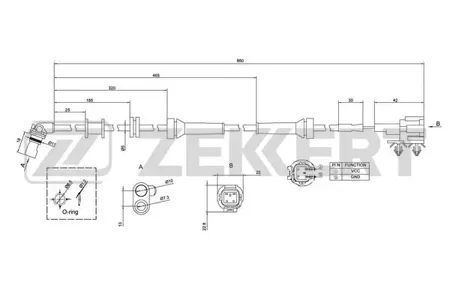 ZEKKERT SE6050 Датчик abs передн. Nissan NP300 Navara (D40) 05-, Pathfinder (R51) 05-