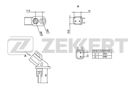 ZEKKERT SE6060 Датчик abs передн. Ford Focus II 04-, C-Max 07-, Mondeo IV 07-, Kuga 08-, Galaxy II 06-, Mazda 3 I, II 03-, Volvo S40 II 04-