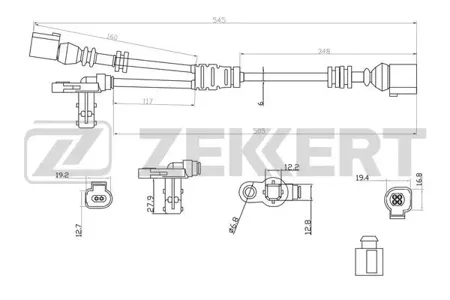 ZEKKERT SE6063 Датчик ABS передн. VW Sharan 95-, Ford Galaxy 02-, Seat Alhambra 96-